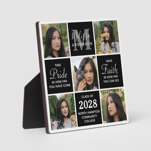 Modern Afstuderen 5 Photo Collage Black Afstuderen Fotoplaat (Voorkant)