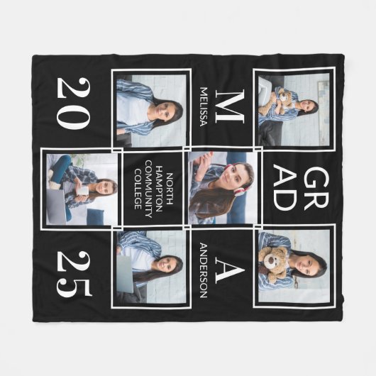 Modern Afstuderen 6 Afstuderen voor fotocollage Fleece Deken (Voorkant (Horizontaal))