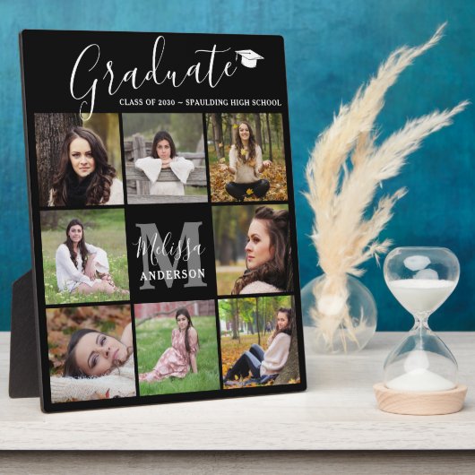 Modern Afstuderen 8 Foto Collage Black Afstuderen Fotoplaat (Zijkant)