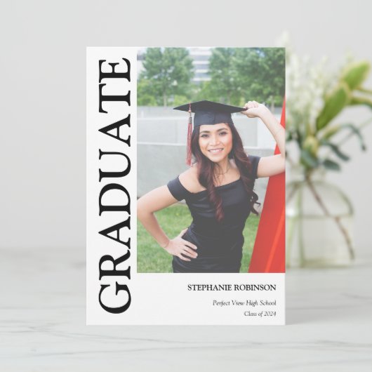 Modern Afstuderen Aangepaste foto Aankondiging (Staand voorkant)