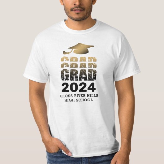 Modern Afstuderen AFSTUDEERDER Jaar Zwart Goud T-shirt (Voorkant)