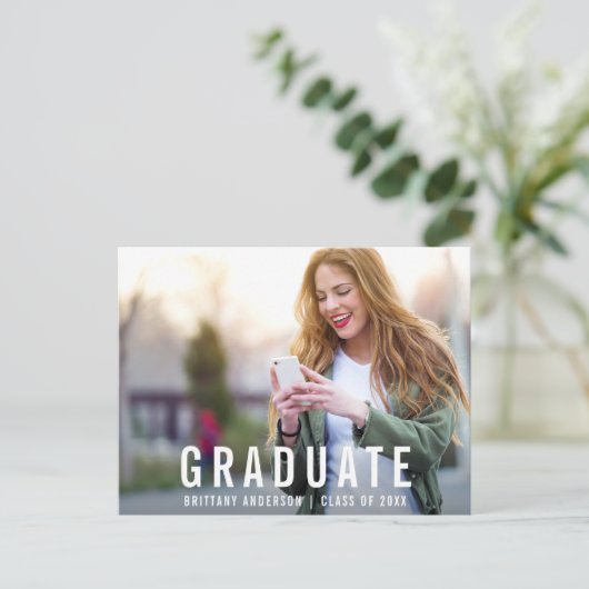 Modern Afstuderen | Afstuderen aankondiging foto (Staand voorkant)