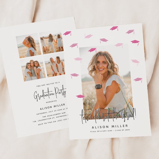 Modern Afstuderen Afstuderen Celebration Pink Kaart