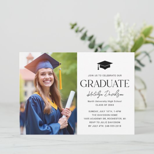 Modern Afstuderen Afstuderen Foto Kaart (Staand voorkant)