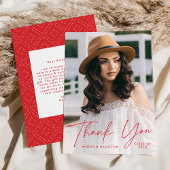 Modern Afstuderen Afstuderen Rode Script-foto Bedankkaart