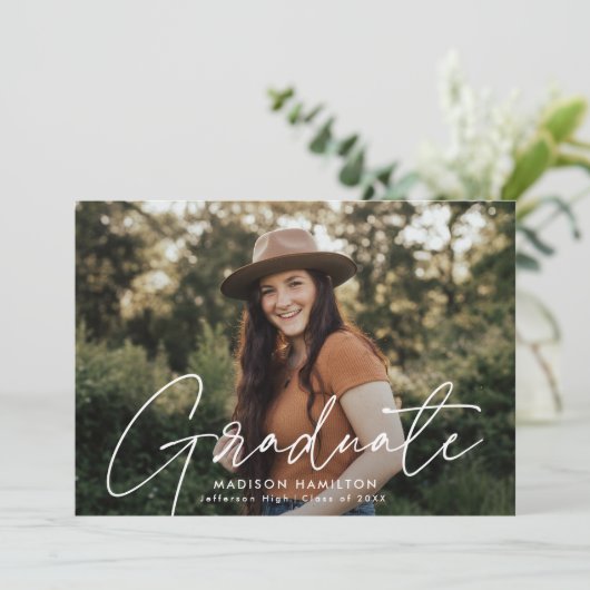 Modern Afstuderen Afstuderen van de Foto van White Aankondiging (Staand voorkant)