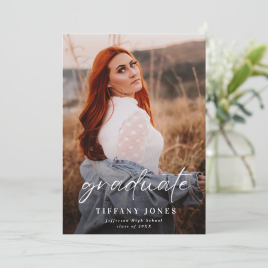 Modern Afstuderen Afstuderen van de Foto van White Aankondiging (Staand voorkant)