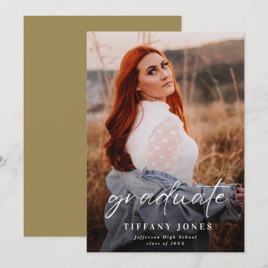 Modern Afstuderen Afstuderen van de Foto van White Aankondiging (Voorkant / Achterkant)