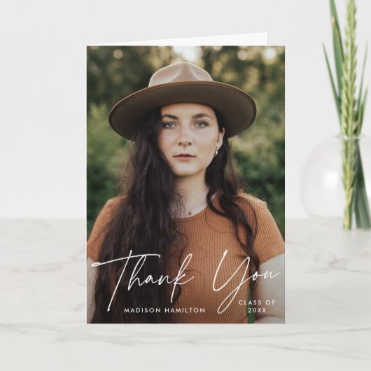 Modern Afstuderen Afstuderen van de Foto van White Bedankkaart (Voorkant)