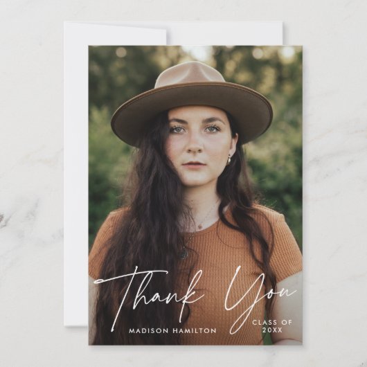 Modern Afstuderen Afstuderen van de Foto van White Bedankkaart (Voorkant)