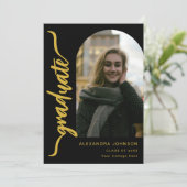 Modern Afstuderen Arch Photo Gold Script Aankondiging (Staand voorkant)