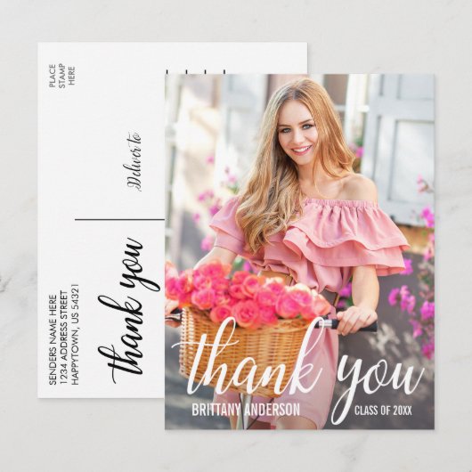 Modern  Afstuderen Bedankt Afstuderen Foto Briefkaart (Voorkant / Achterkant)