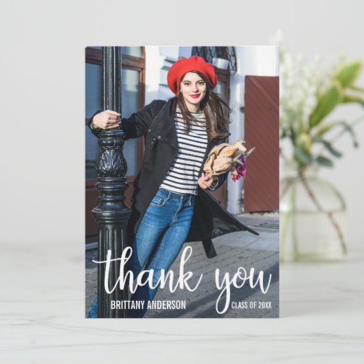 Modern Afstuderen - Bedankt Afstuderen fotokaart Aankondiging (Staand voorkant)
