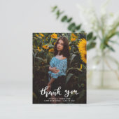Modern Afstuderen Bedankt Script Foto Briefkaart (Staand voorkant)