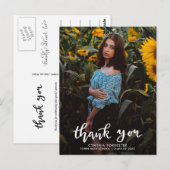 Modern Afstuderen Bedankt Script Foto Briefkaart (Voorkant / Achterkant)