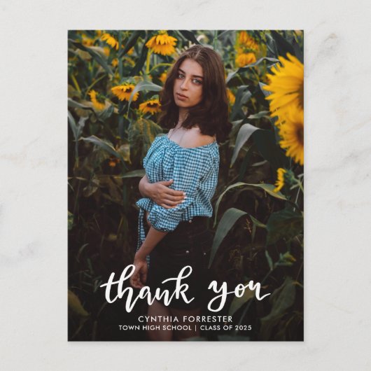 Modern Afstuderen Bedankt Script Foto Briefkaart (Voorkant)