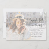 Modern Afstuderen Bewaar de datum Afstudeerder Fot Aankondiging (Achterkant)