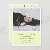 Modern Afstuderen Bewaar de datumgele foto Aankondigingskaart (Voorkant / Achterkant)