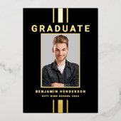 Modern Afstuderen Black Gold Foil Aankondiging (Voorkant)