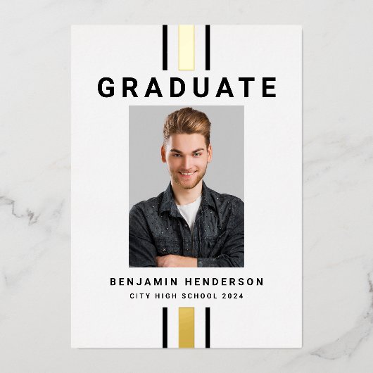 Modern Afstuderen Black Gold Foil Aankondiging (Voorkant)