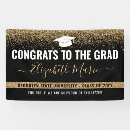 Modern Afstuderen Black Gold Glitter Klasse van 20 Spandoek