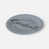 Modern Afstuderen blauw geborsteld kalligrafie Papieren Bordje (Gekanteld)