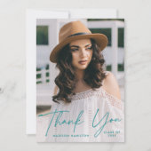 Modern Afstuderen Blauwgroen Afstuderen van de Fot Bedankkaart (Voorkant)