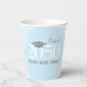 Modern Afstuderen Blue Waterverf Class of Papieren Bekers (Achterkant)