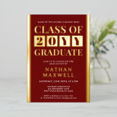 Modern Afstuderen Bold School en College Afstudere Folie Uitnodiging (Staand Voorkant)