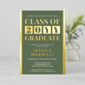 Modern Afstuderen Bold School en College Afstudere Folie Uitnodiging (Staand Voorkant)