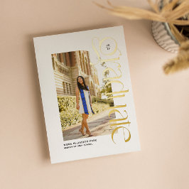 Modern afstuderen bold twee foto afstuderen folie uitnodiging