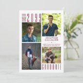 Modern Afstuderen Burgundy Maroon 5 Foto Aankondiging (Staand voorkant)