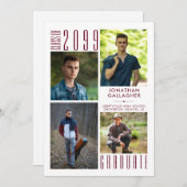 Modern Afstuderen Burgundy Maroon 5 Foto Aankondiging (Voorkant / Achterkant)