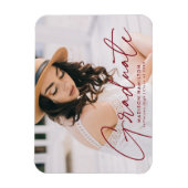 Modern Afstuderen Burgundy Script Photo Afstuderen Magneet (Verticaal)