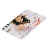 Modern Afstuderen Burgundy Script Photo Afstuderen Magneet (Linkerzijde)