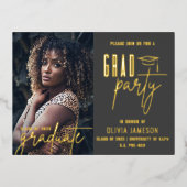 Modern Afstuderen Calligrafiescript | Fotopartij Folie Uitnodiging Briefkaart (Voorkant)