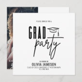 Modern Afstuderen Calligrafiescript | Fotopartij Kaart (Voorkant / Achterkant)