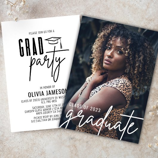 Modern Afstuderen Calligrafiescript | Fotopartij Kaart