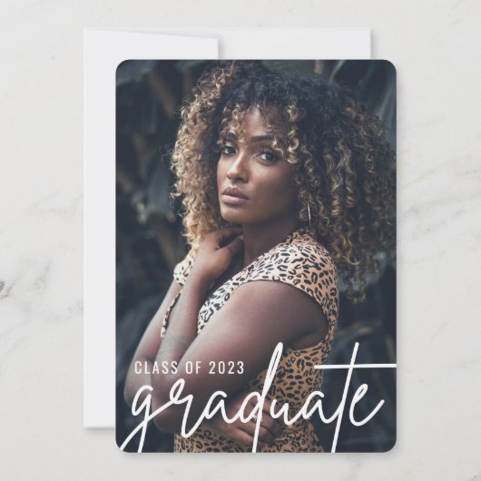 Modern Afstuderen Calligrafiescript | Fotopartij Kaart (Achterkant)