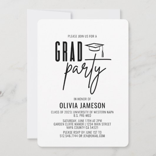 Modern Afstuderen Calligrafiescript | Fotopartij Kaart (Voorkant)