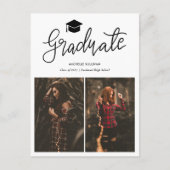 Modern Afstuderen Casual script | Afstudeerder twe Aankondigingskaart (Voorkant)