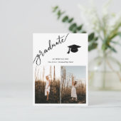 Modern Afstuderen Casual script | Afstudeerder twe Aankondigingskaart (Staand voorkant)