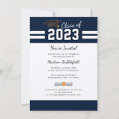 Modern Afstuderen Chic Navy Blue Party Kaart (Voorkant)