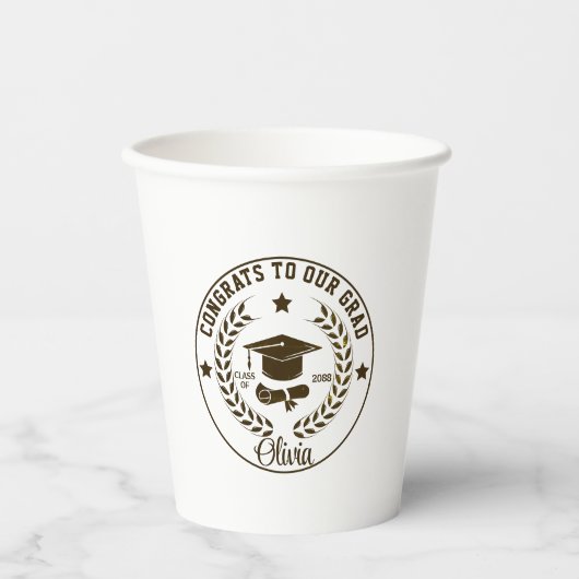 Modern Afstuderen Class Jaar Custom Kleur & Tekst Papieren Bekers (Voorkant)