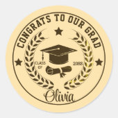 Modern Afstuderen Class Jaar Custom Kleur & Tekst Ronde Sticker (Voorkant)