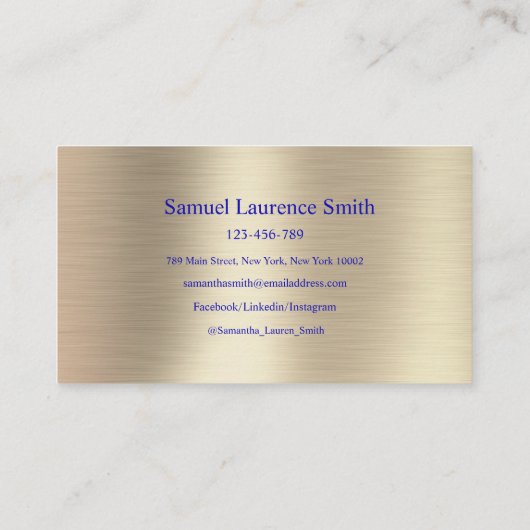 Modern Afstuderen Class of Student Blue Gold Visitekaartje (Achterkant)