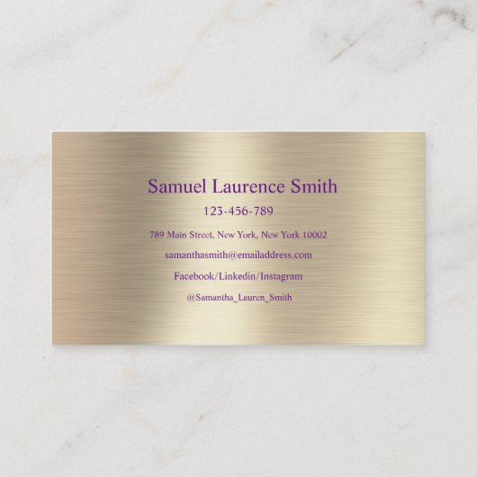 Modern Afstuderen Class of Student Paars Gold Visitekaartje (Achterkant)