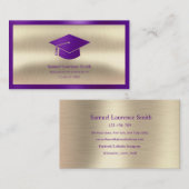 Modern Afstuderen Class of Student Paars Gold Visitekaartje (Voorkant / Achterkant)