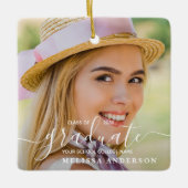 Modern Afstuderen Custom 2 Foto Afstudeerder Afstu Keramisch Ornament (Voorkant)