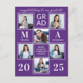 Modern Afstuderen Custom 6 Fotocollage Afstuderen Uitnodiging Briefkaart (Voorkant)